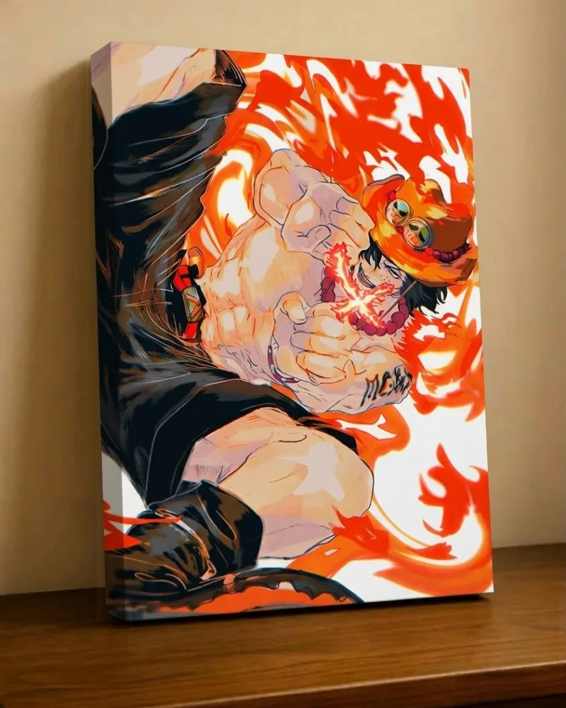 Cuadro Ace, Puño de Fuego · One Piece en retablo Djhones